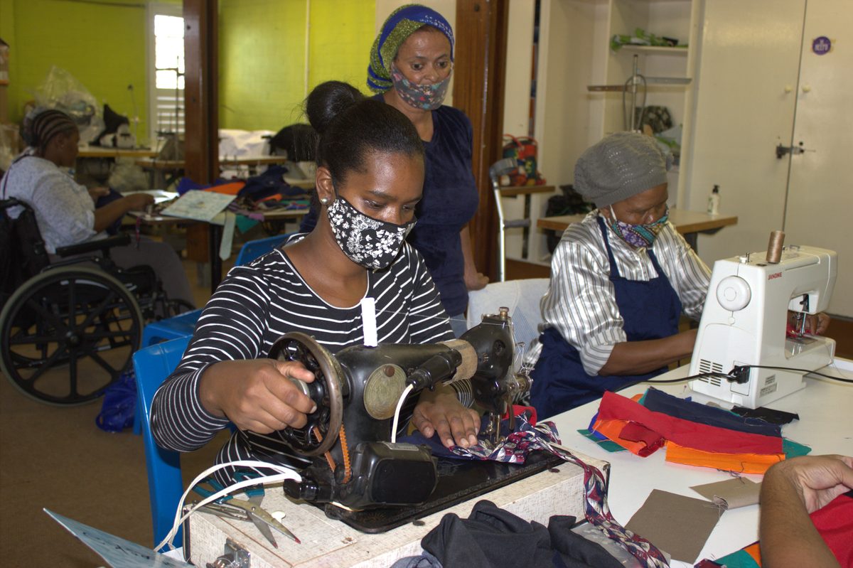 Members in the sewing workshop